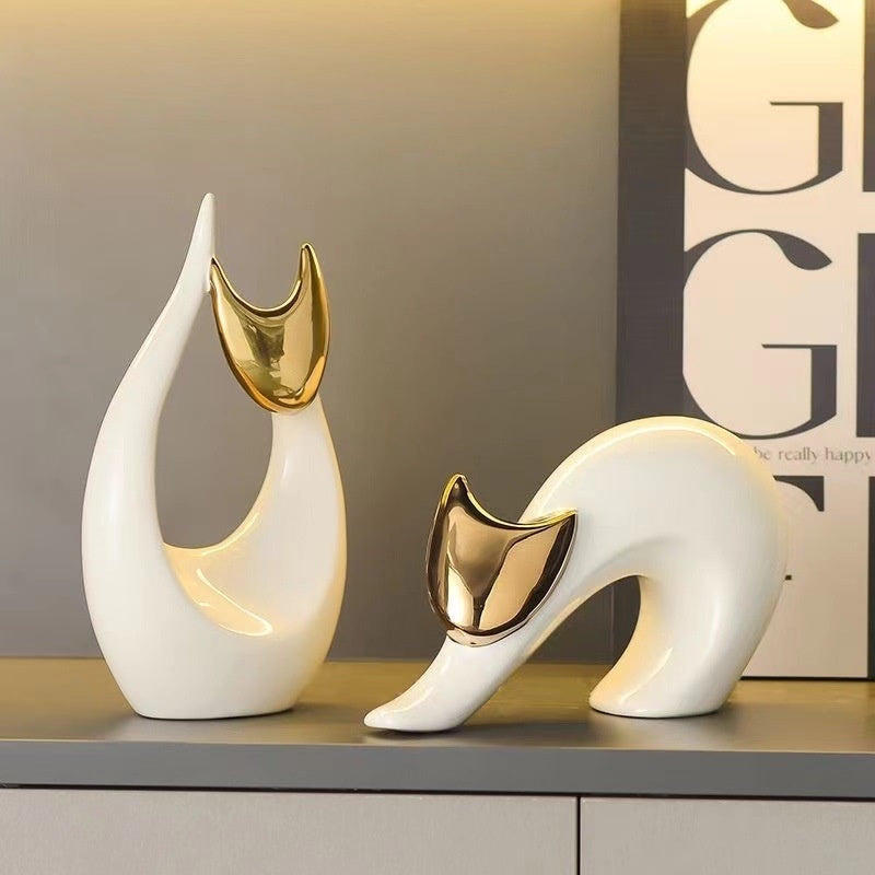 Nordic Simple Modern Lucky Cat Decoration Ceramic Light Luxury