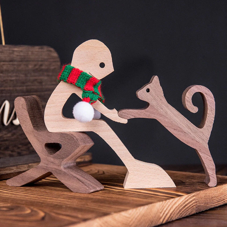 Christmas Wooden Puppy Family Creative Decorative Ornaments
