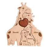Cross-border Custom DIY Solid Wood Cute Bear Family Puzzle Wooden Engraved Surname Name Memorial Ornament