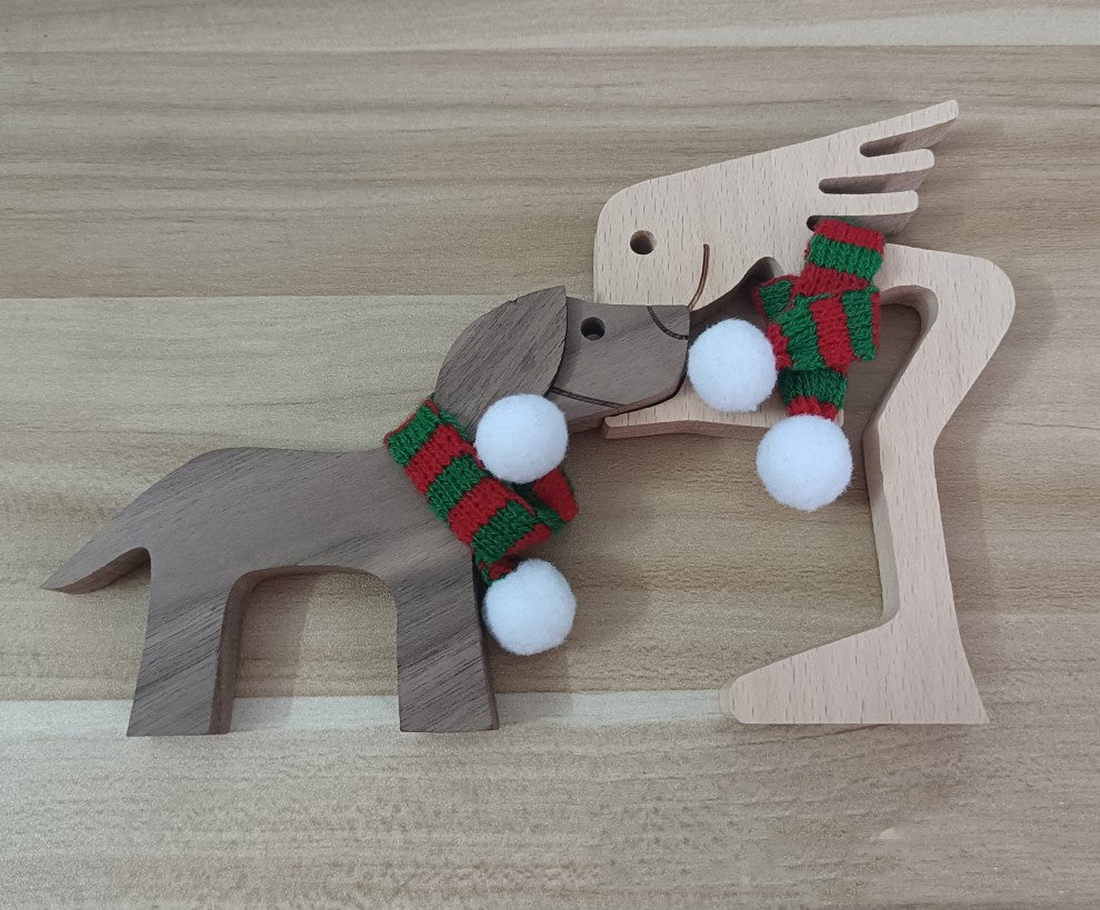 Christmas Wooden Puppy Family Creative Decorative Ornaments