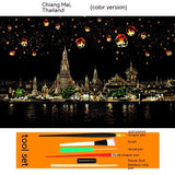 Colourful City Night Scene Hand Scratch Painting