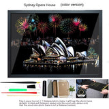 Colourful City Night Scene Hand Scratch Painting