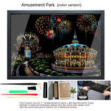 Colourful City Night Scene Hand Scratch Painting