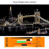 Colourful City Night Scene Hand Scratch Painting