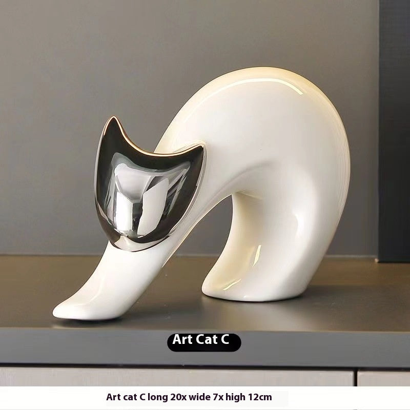 Nordic Simple Modern Lucky Cat Decoration Ceramic Light Luxury