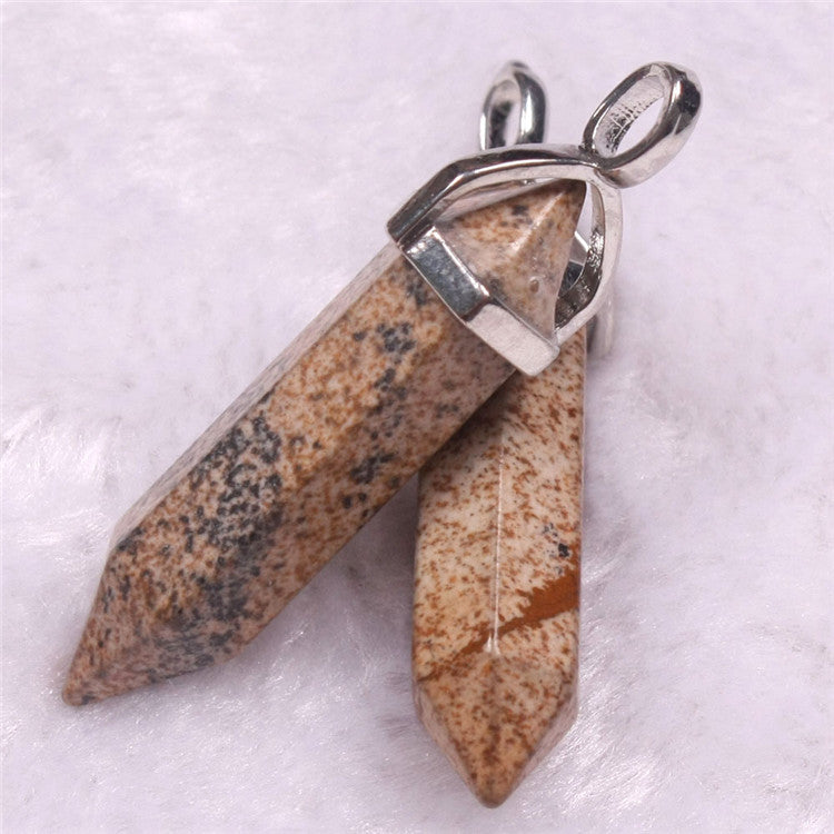 Natural Stone Hexagonal Prism Pendant