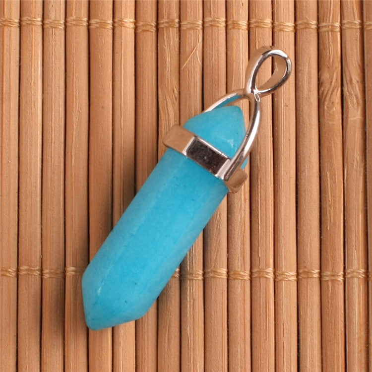 Natural Stone Hexagonal Prism Pendant