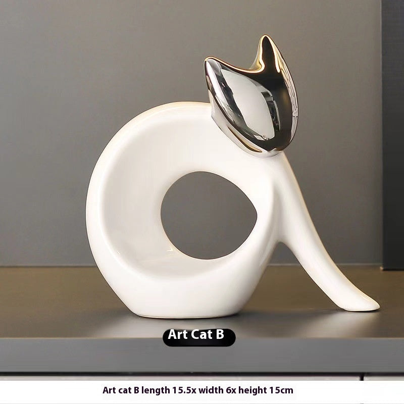 Nordic Simple Modern Lucky Cat Decoration Ceramic Light Luxury