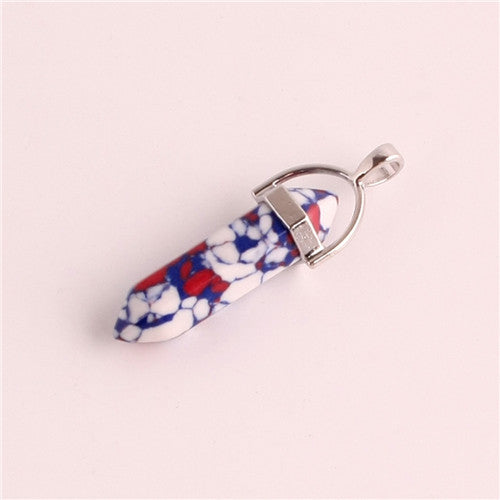 Natural Stone Hexagonal Prism Pendant