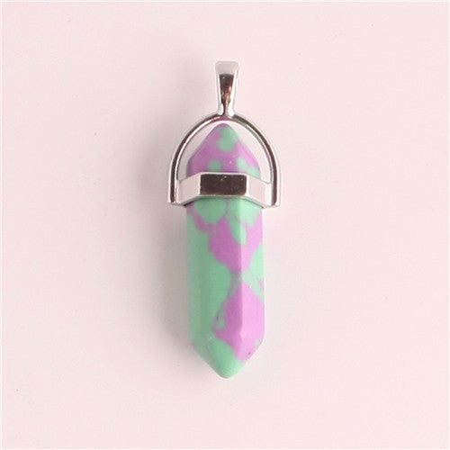 Natural Stone Hexagonal Prism Pendant