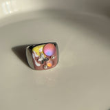 High-grade Metal Wide Heart Twin Enamel Drop Oil Ring