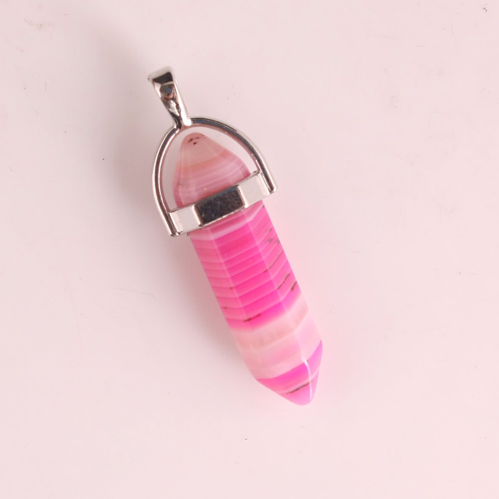 Natural Stone Hexagonal Prism Pendant