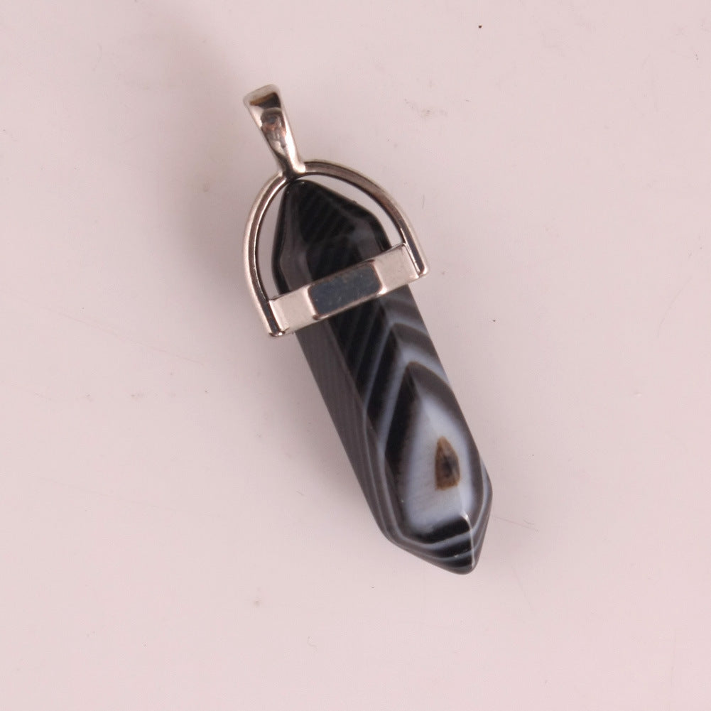 Natural Stone Hexagonal Prism Pendant