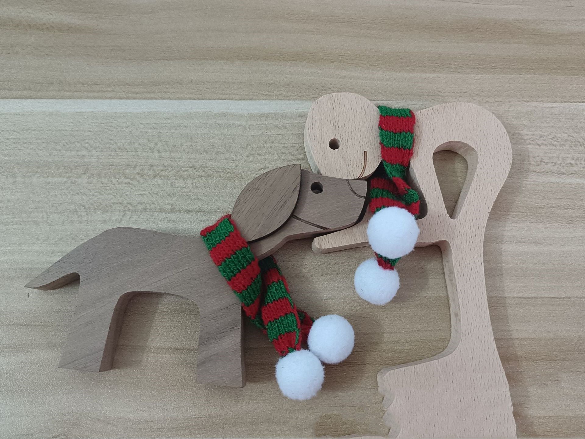 Christmas Wooden Puppy Family Creative Decorative Ornaments