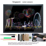 Colourful City Night Scene Hand Scratch Painting