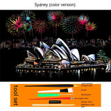 Colourful City Night Scene Hand Scratch Painting