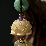 Car Ornaments Inside Car Natural Boxwood Lotus Car Hangings Accessories