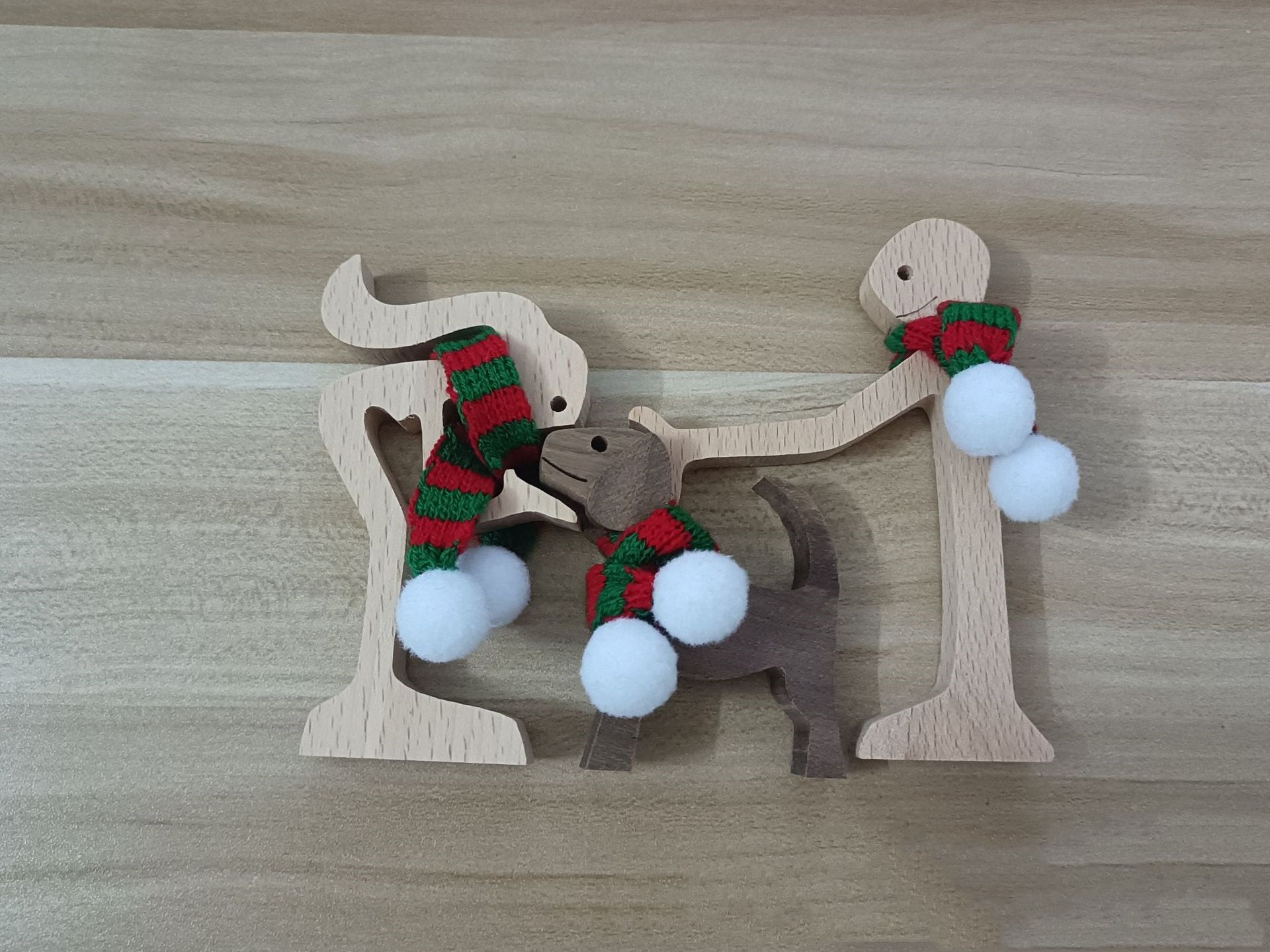 Christmas Wooden Puppy Family Creative Decorative Ornaments