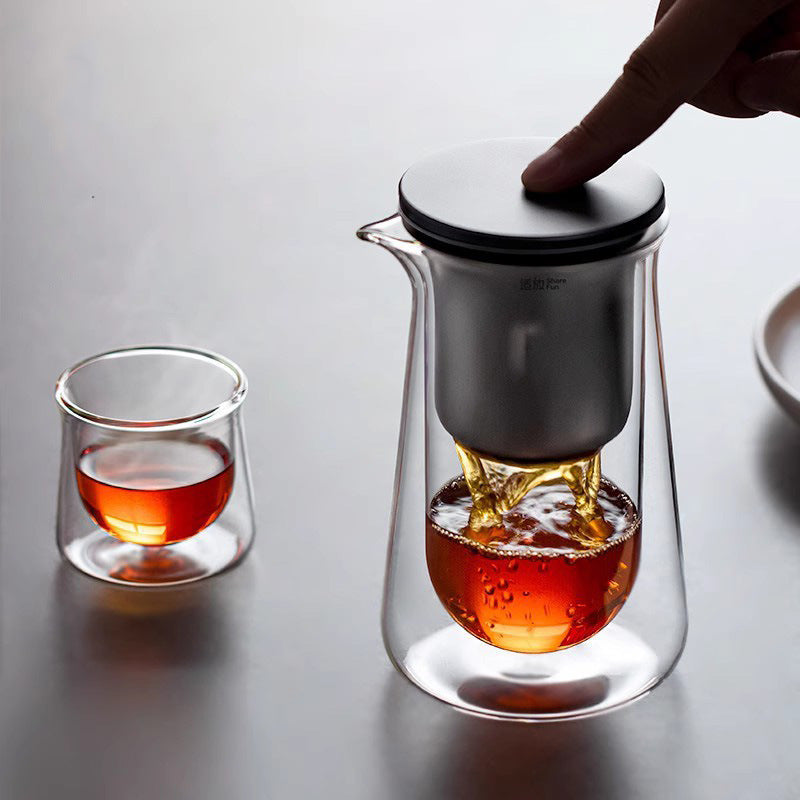 Magnetic Suction Elegant Cup One-click Tea Water Separation Push-type Teapot