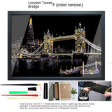 Colourful City Night Scene Hand Scratch Painting