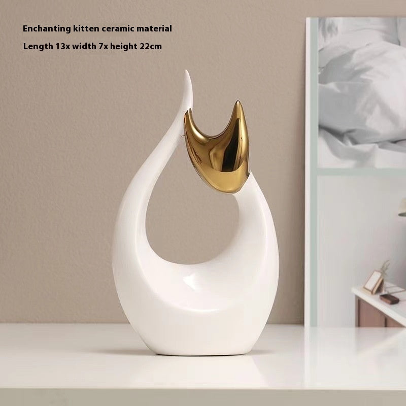 Nordic Simple Modern Lucky Cat Decoration Ceramic Light Luxury