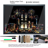 Colourful City Night Scene Hand Scratch Painting