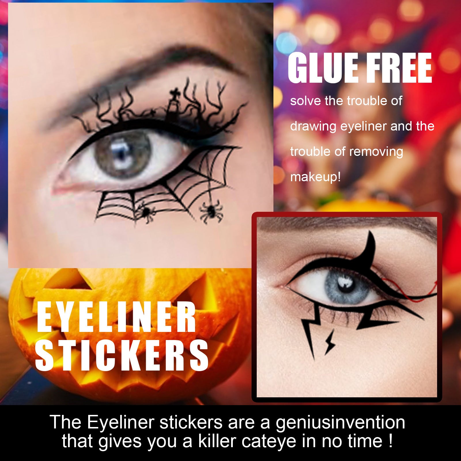 Bat Spider Decorative Eye Shadow Eyeliner Stickers