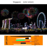 Colourful City Night Scene Hand Scratch Painting