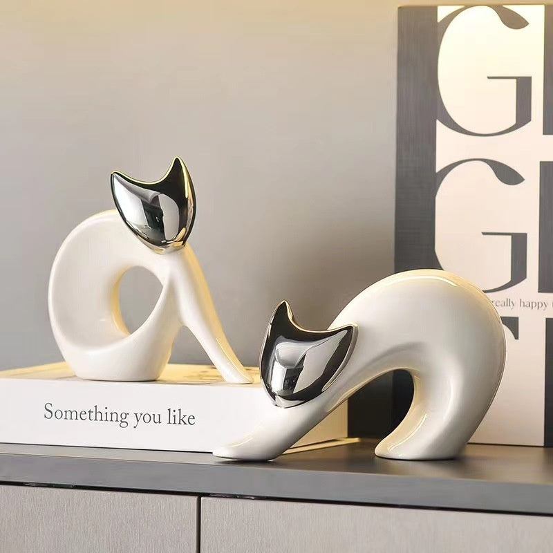 Nordic Simple Modern Lucky Cat Decoration Ceramic Light Luxury