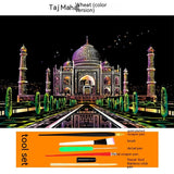 Colourful City Night Scene Hand Scratch Painting