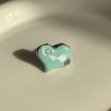 High-grade Metal Wide Heart Twin Enamel Drop Oil Ring